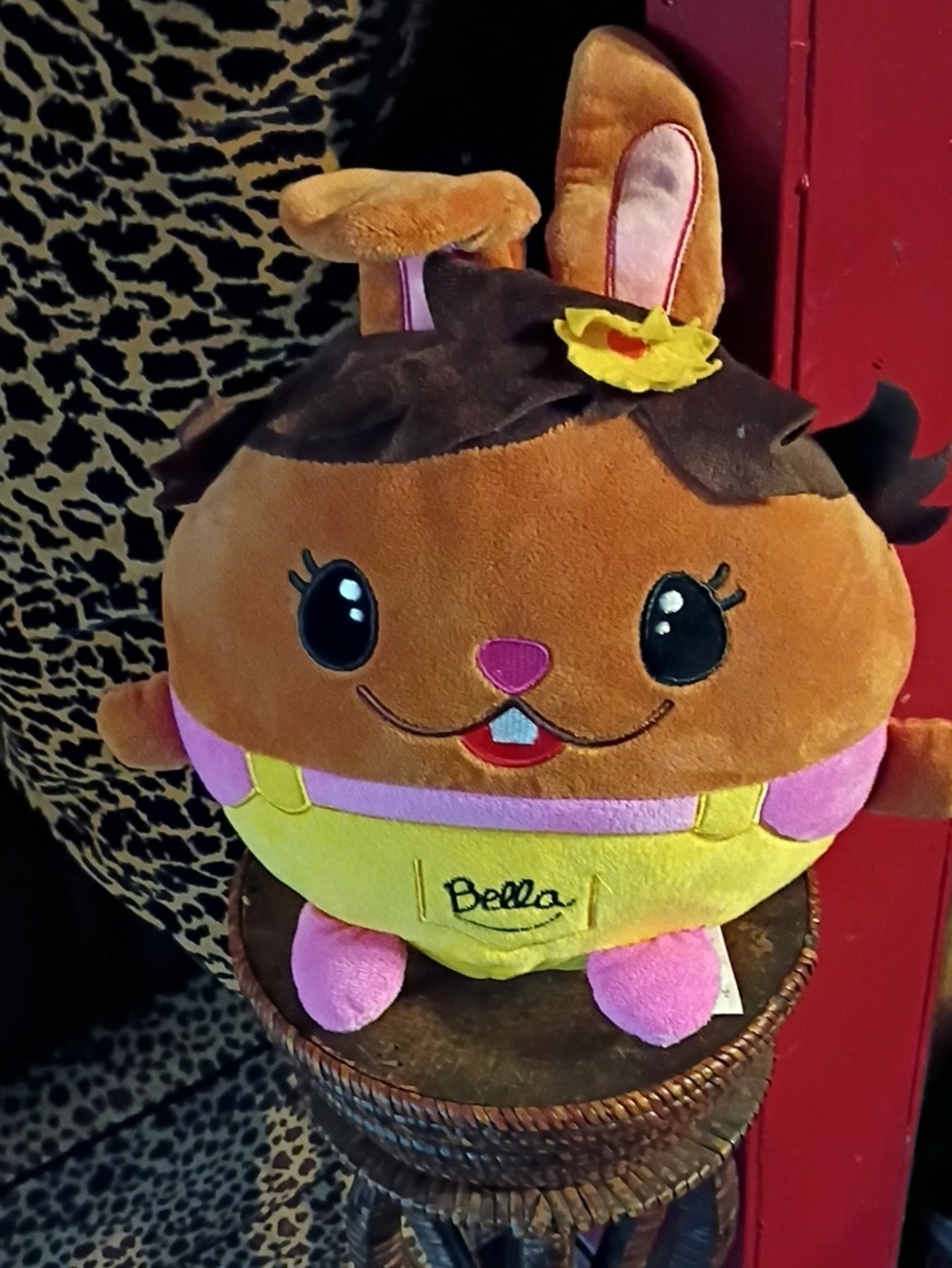 Fiesta Brown Plush Bunny with Pink and Yellow Accents